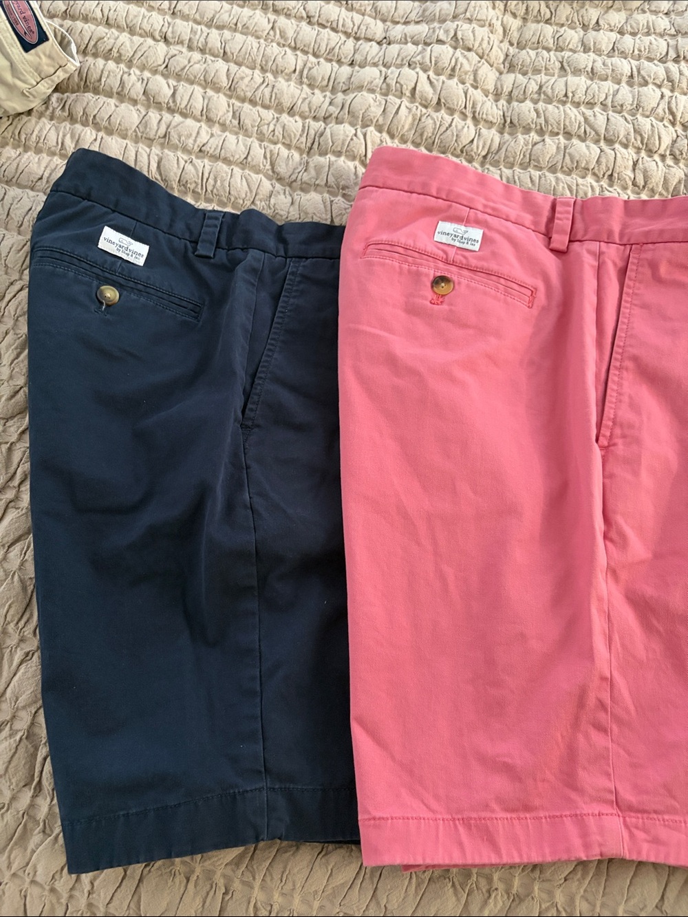 Vineyard Vines Navy and Pink Flat Front Chino Shorts